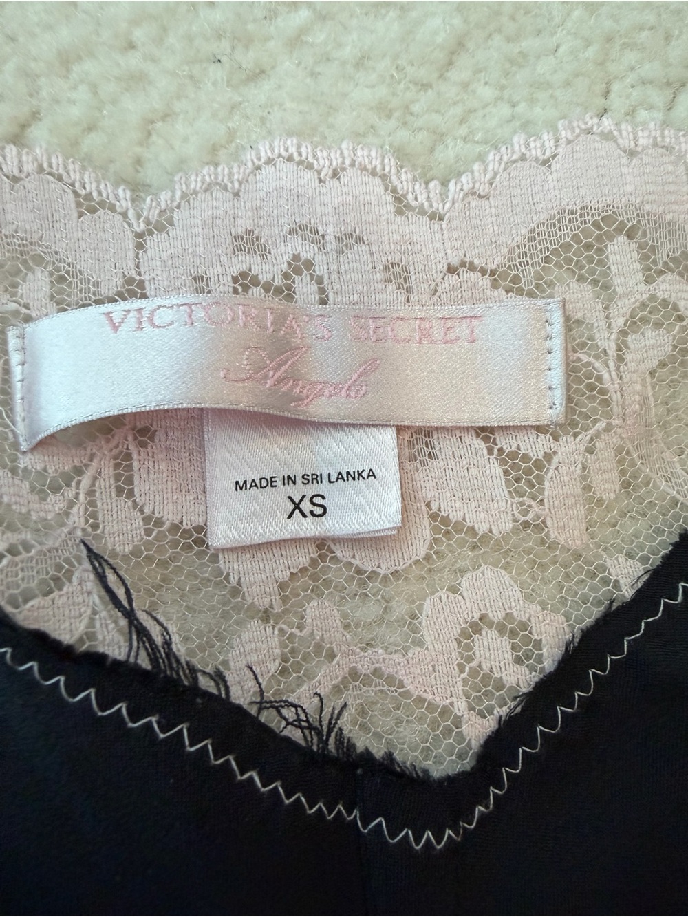 Victoria’s Secret Angel Black Slip Lingerie Dress Pajama with Pink Lace Trim - Picture 4 of 6